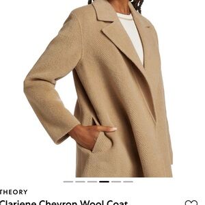 Theory Chevron 100% Wool Camel Coat size Large. New without tags never worn